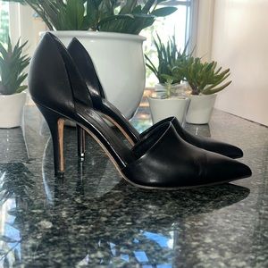 Vince Black Leather Clair D’Orsay Pumps